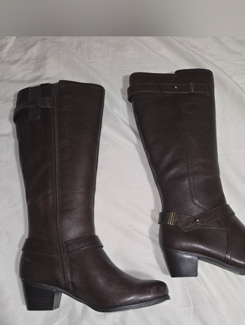Naturalizer Genuine Leather Knee High Riding Boots Dark Brown 7M